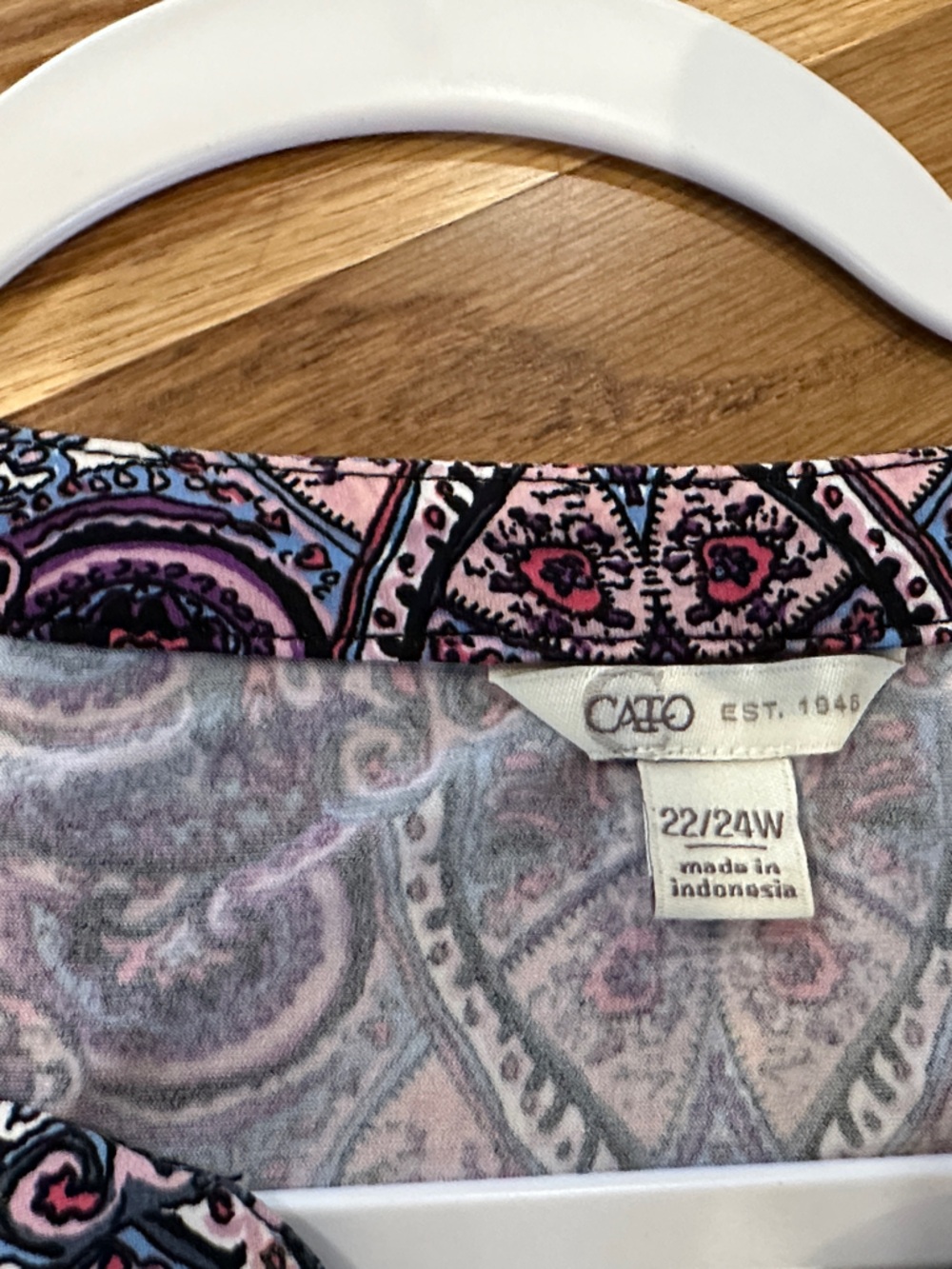 Women’s Cato Paisley-Print V-Neck Tunic in Blue & Purple- 22/24W - Picture 4 of 5